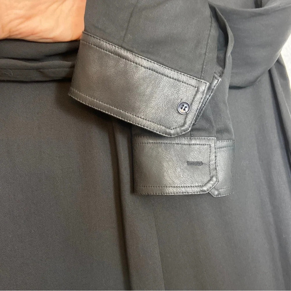 BCBG MAXAZARIA Faux Leather-Trimmed Shirt Dress Sz S - Picture 7 of 13